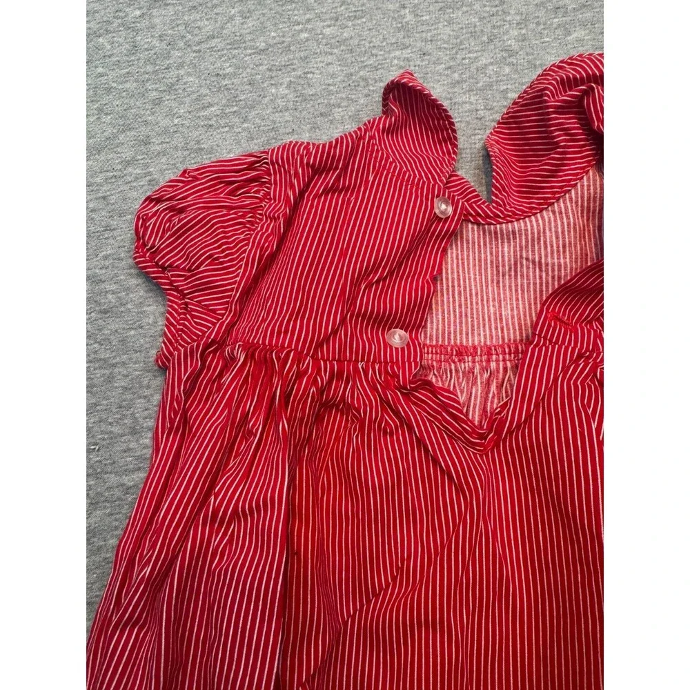 Vintage 80s Clicastro & Co Red Pinstripe Baby Dress Bloomers Set 12-18M USA